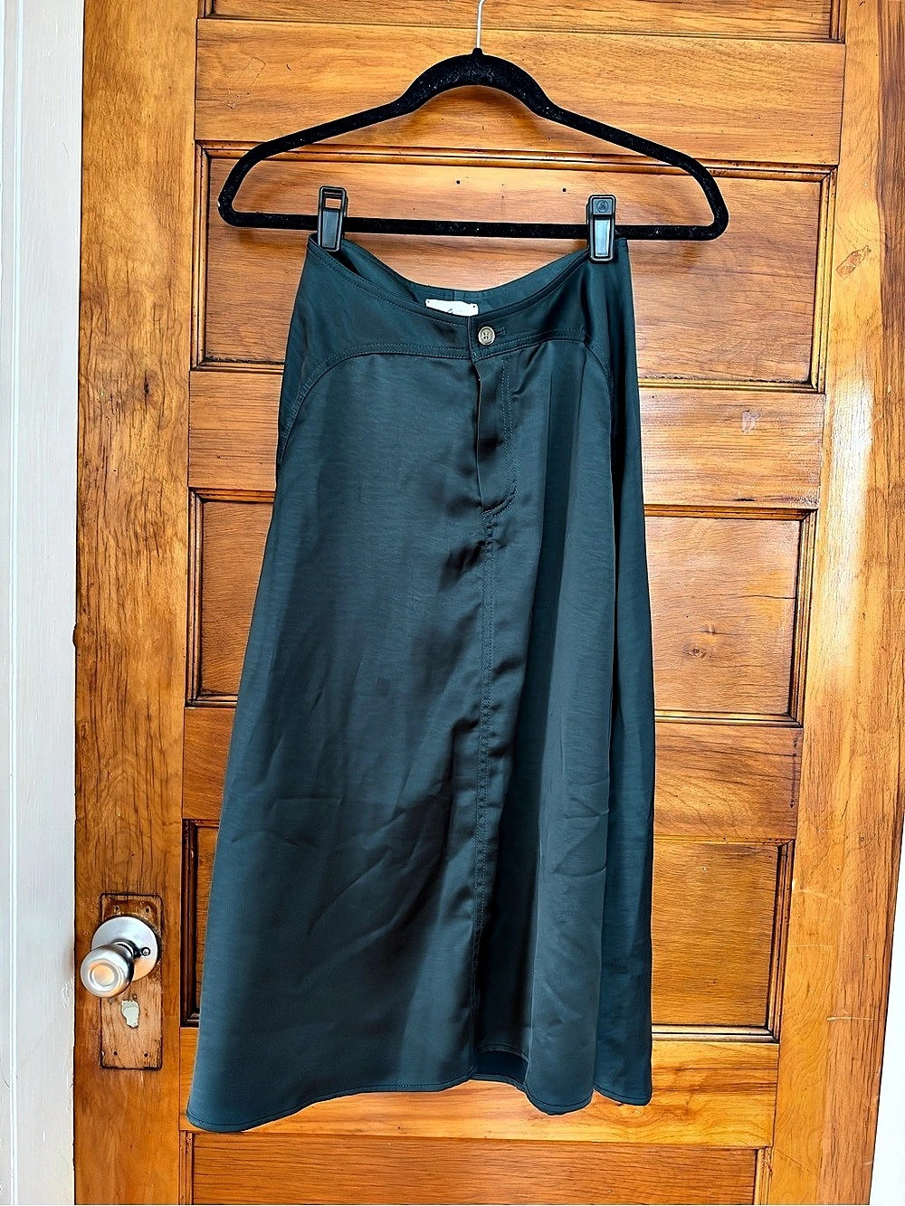 Loft A-Line Satin Midi Skirt in Green/Blue Size 2 Like Ne